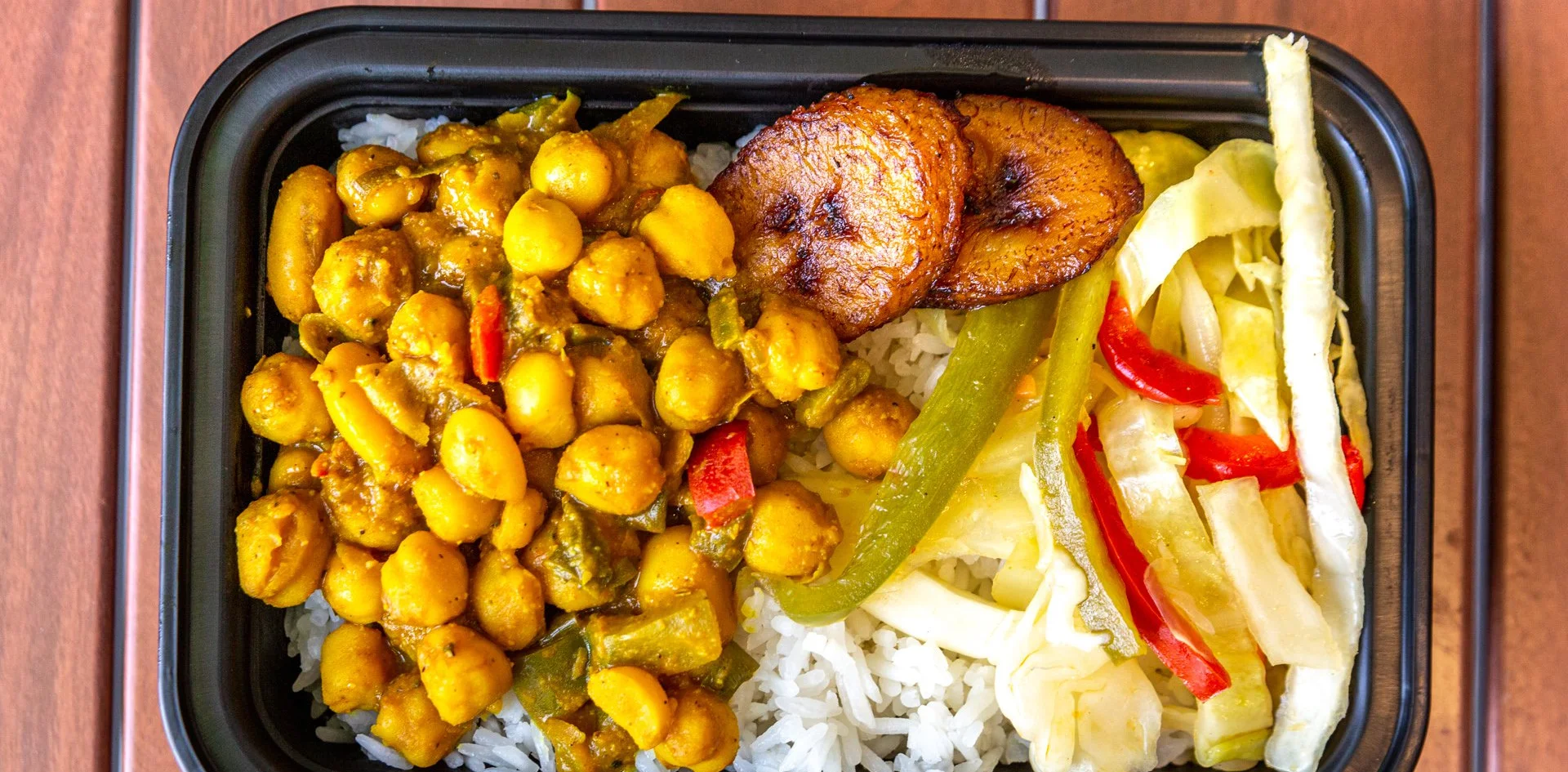 Vegan curry chickpeas plate